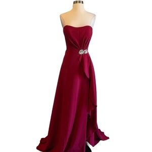 Red Strapless Long Formal Dress Jovani Women's Size 8 Evening Gown with Train